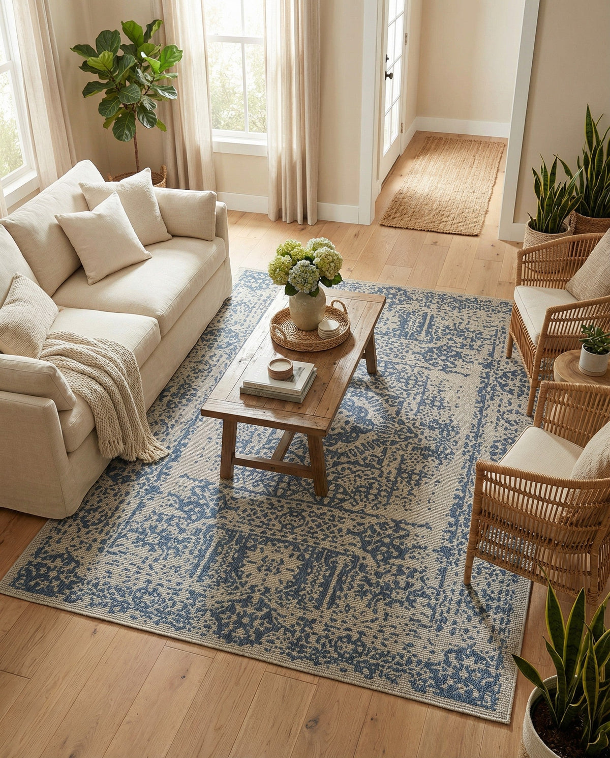 Patio Heritage Collection Area Rug - Savannah (Blue) Rectangle Blue  lifestyle 47