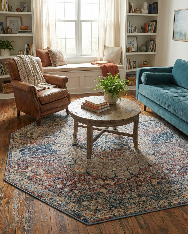 Coastal Haven Collection Area Rug - Seabreeze (Multi) Octagon Multi  lifestyle 77
