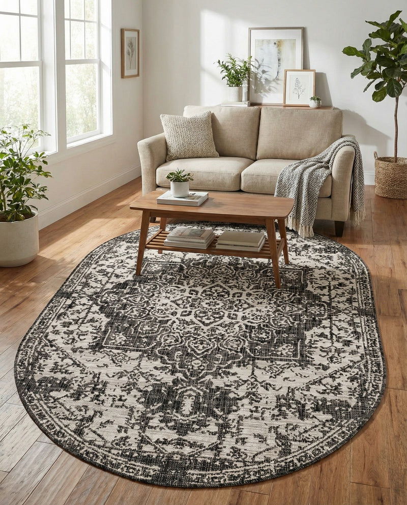 Urban Oasis Rugs Collection Area Rug -  Penthouse (Charcoal Gray) Oval Charcoal Gray  lifestyle 65
