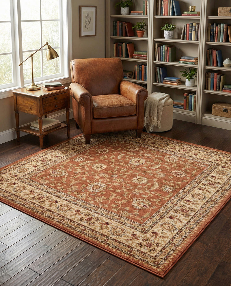 Jaipur Elegance Collection Area Rug -  Nahargarh (Brick Red Light Rose) Square Brick Red Light Rose  lifestyle 55