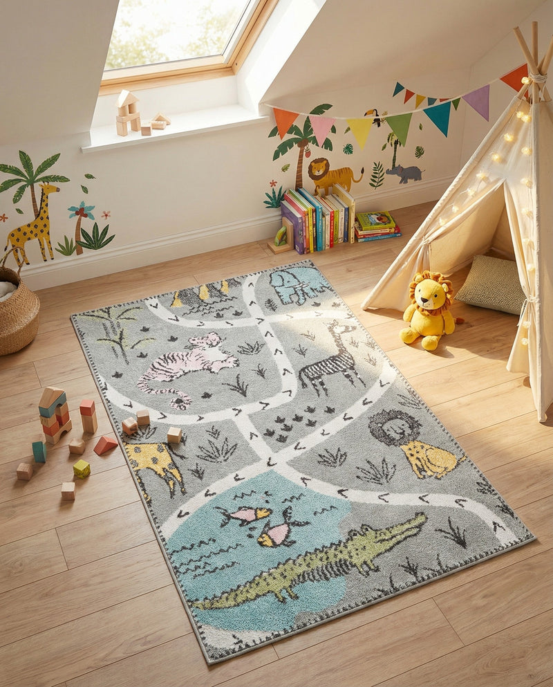 Wonder Tykes Collection Area Rug -  Enigma Rectangle Gray  lifestyle 15