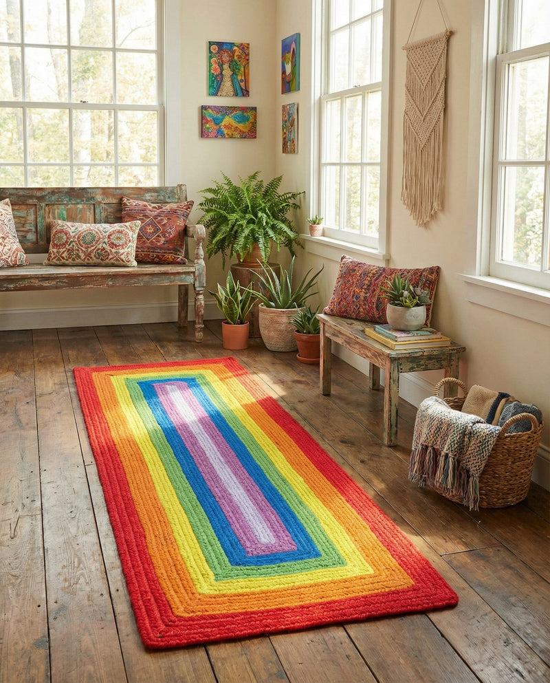Sunset Isle Wool Braids Collection Area Rug - Paradise Runner Multi  lifestyle 59