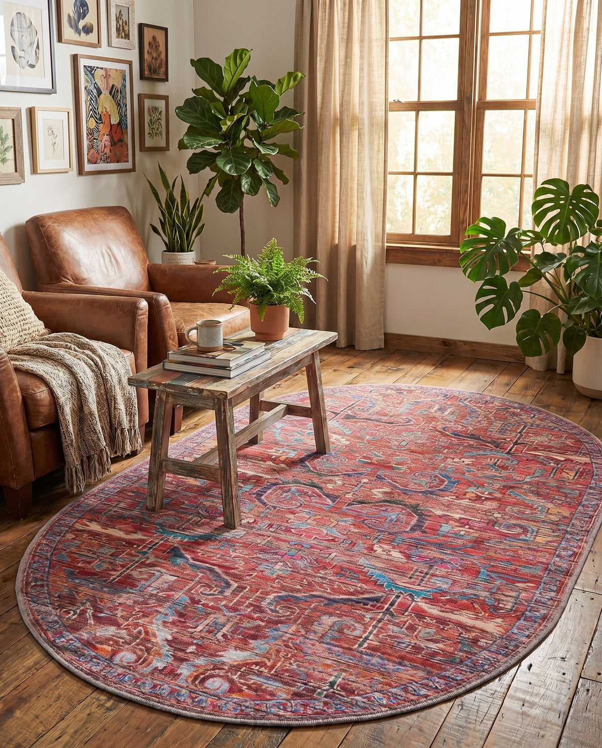 Zahara Oasis Collection Area Rug -  Tangier Oval Rust Red  lifestyle 66