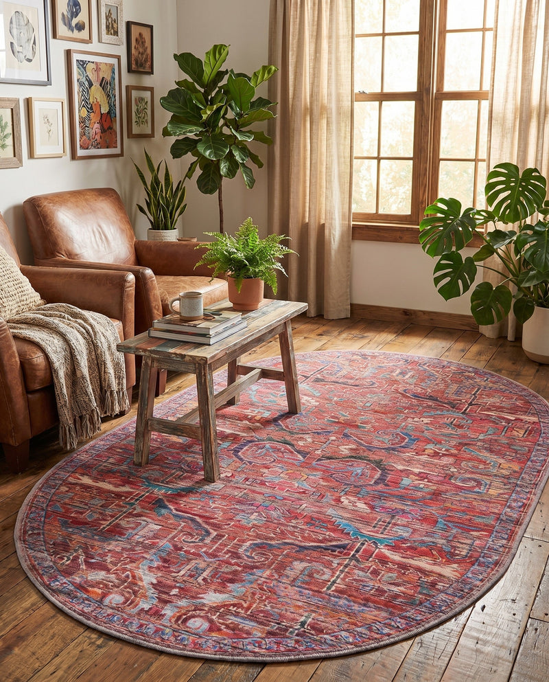 Zahara Oasis Collection Area Rug -  Tangier Oval Rust Red  lifestyle 66