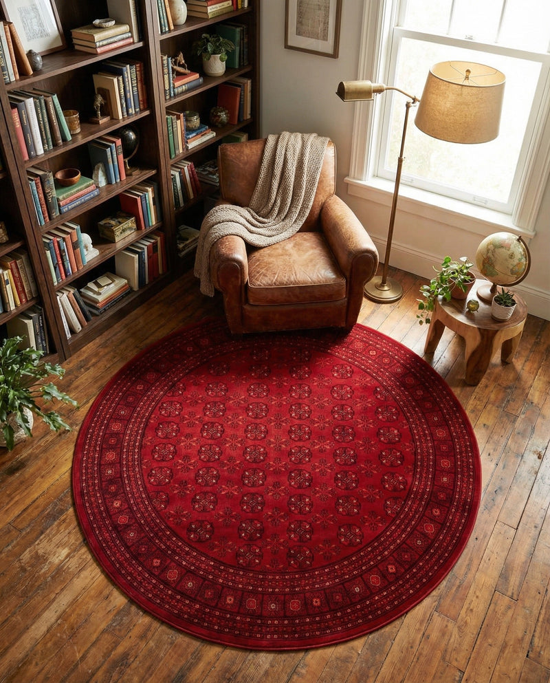 Samarkand Elegance Collection Area Rug -  Konye-Urgench Round Red  lifestyle 63