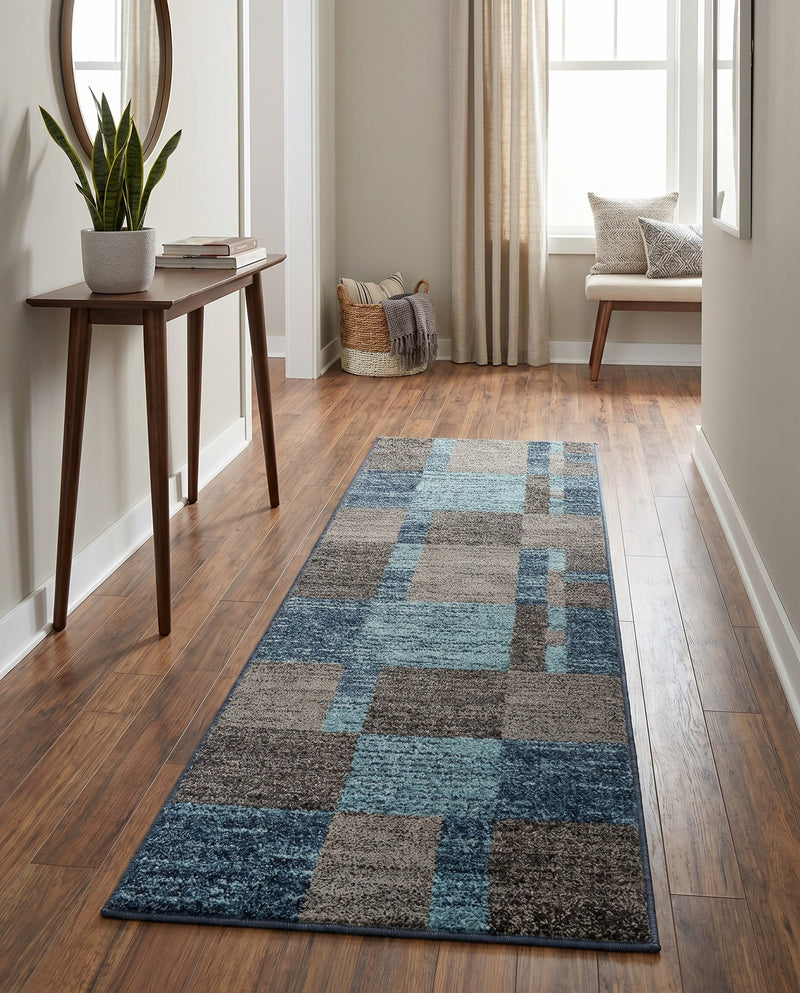 Autumn Meadow Collection Area Rug -  Sycamoreside (Blue Gray) Runner Blue Gray  lifestyle 59