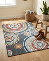 Seaside Blooms Collection Area Rug -  Eden Rectangle Black  lifestyle 7