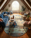 Colorburst Oasis Collection Area Rug -  Mosaic Oval Ivory Gray Blue  lifestyle 43