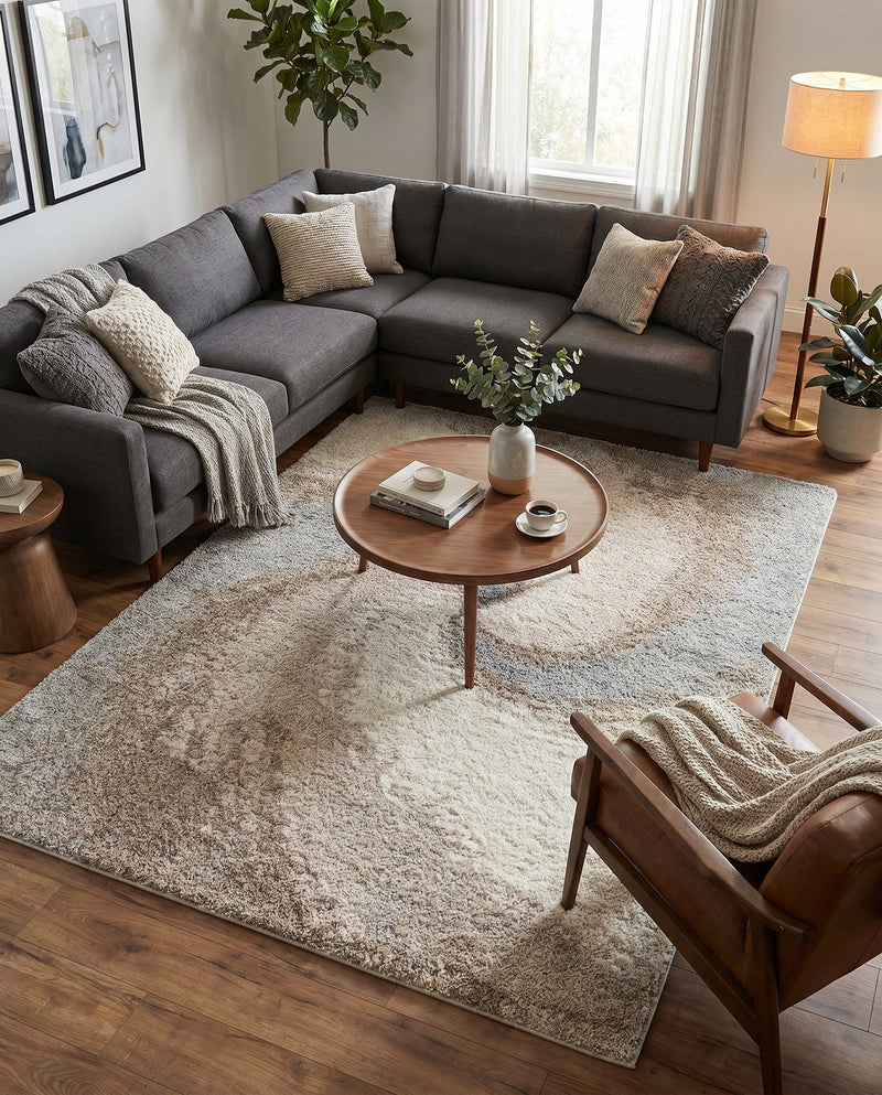 Cozy Haven Shag Collection Area Rug -  Oasis Rectangle Khaki  lifestyle 43