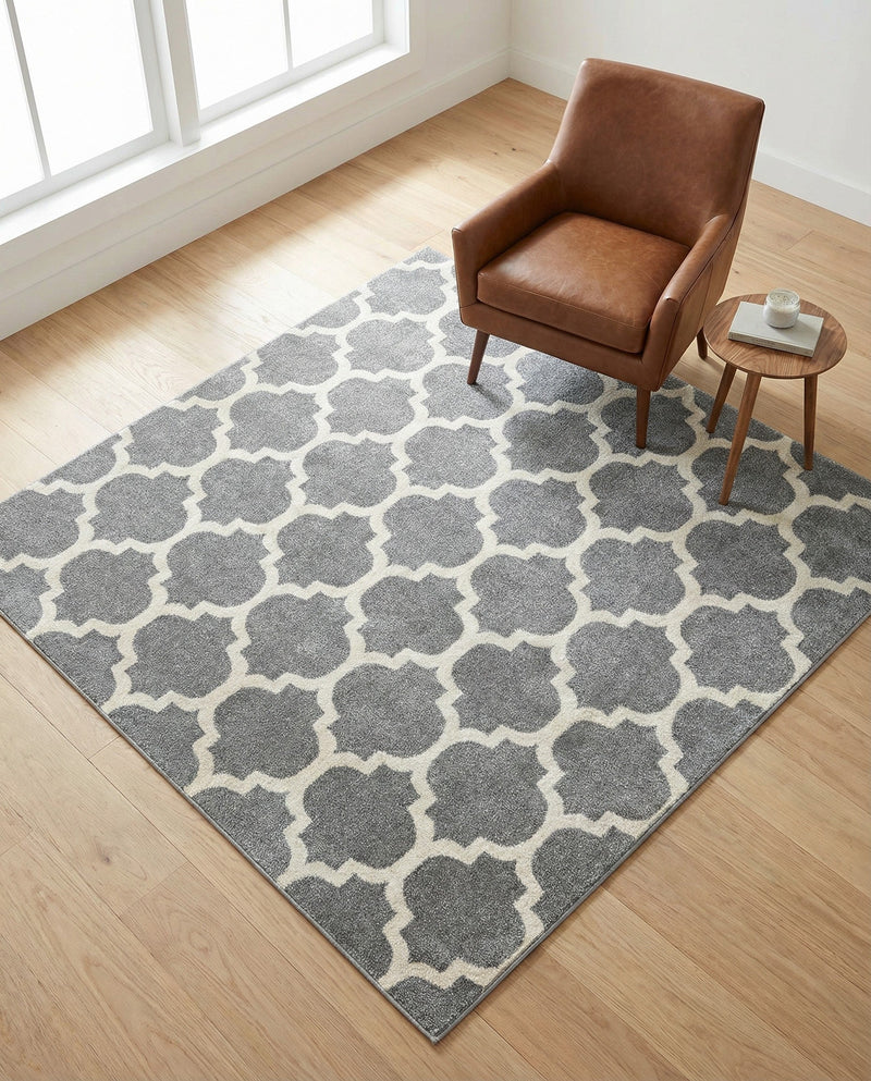 Lattice Gardens Collection Area Rug -  Bloomfield (Dark Gray) Square Dark Gray  lifestyle 71