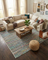Zigzag Marina Collection Area Rug - HarborStripes Rectangle Green  lifestyle 24