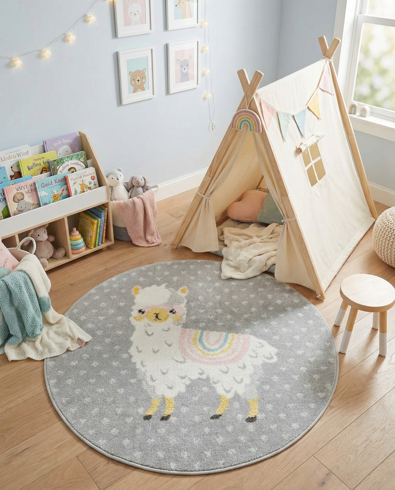 Wonder Tykes Collection Area Rug -  Marvel Round Gray  lifestyle 52