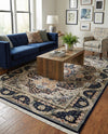 Persian Elegance Collection Area Rug -  Shiraz Rectangle Navy Blue  lifestyle 28