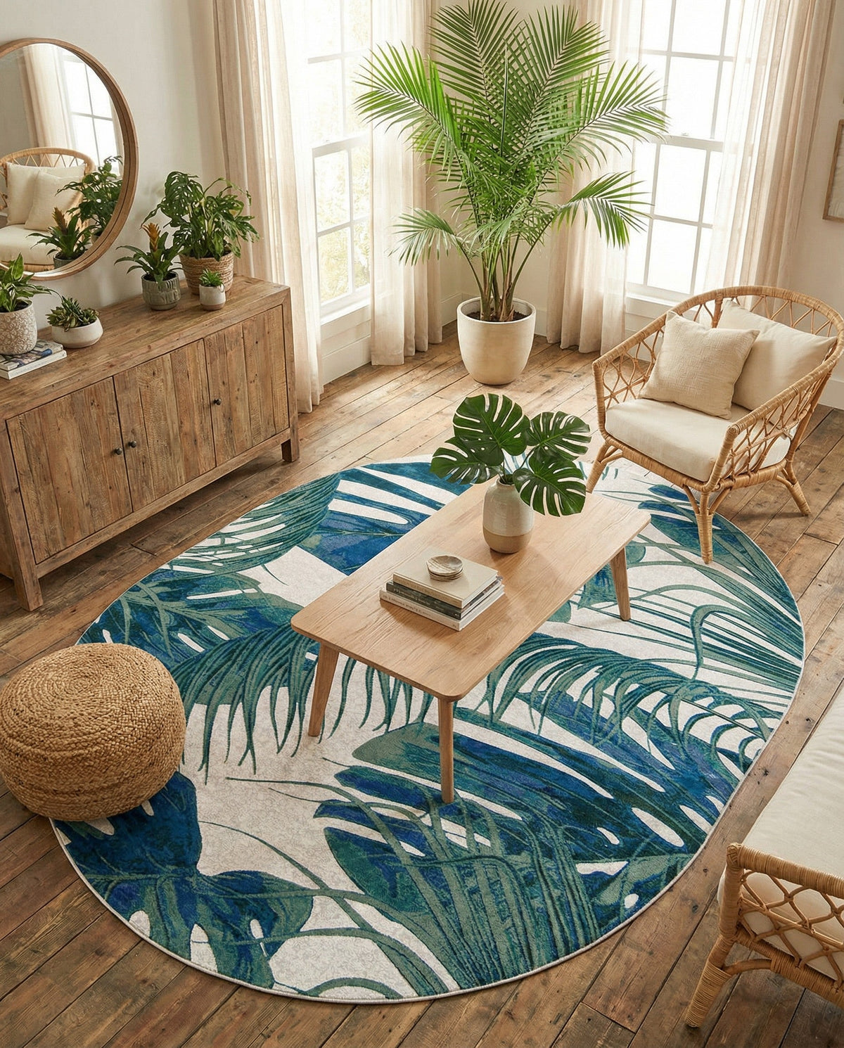 Meadow Breeze Collection Area Rug -  Clover Oval Ivory  lifestyle 131