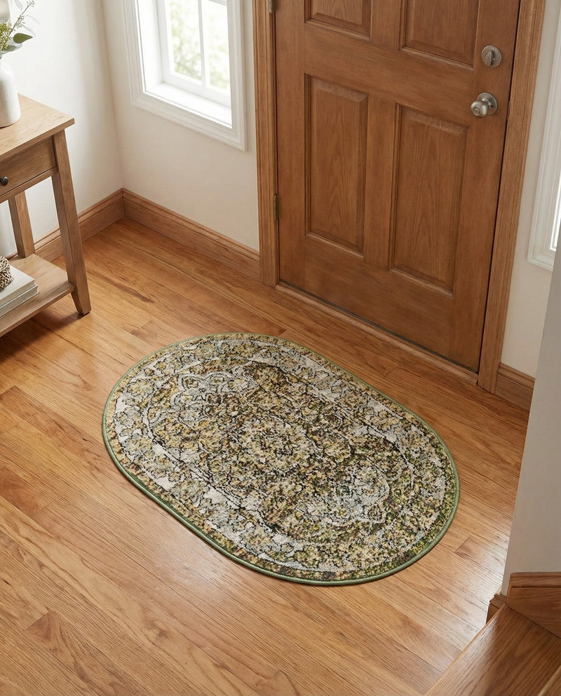 Savannah Soiree Collection Area Rug -  Everglade (Green) Oval Green  lifestyle 70