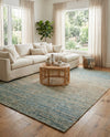 Savannah Threads Collection Area Rug -  Gobi Rectangle Ivory and Blue  lifestyle 7