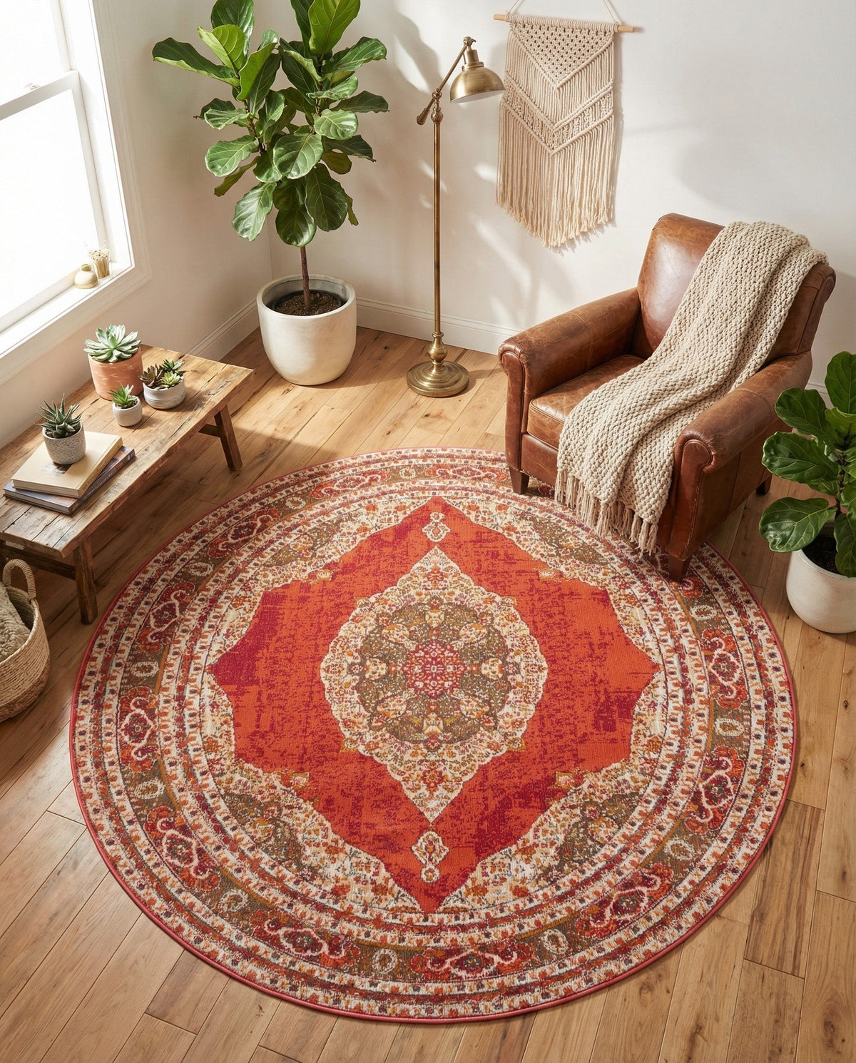 Caribbean Breeze Collection Area Rug -  Windward Round Red  lifestyle 175