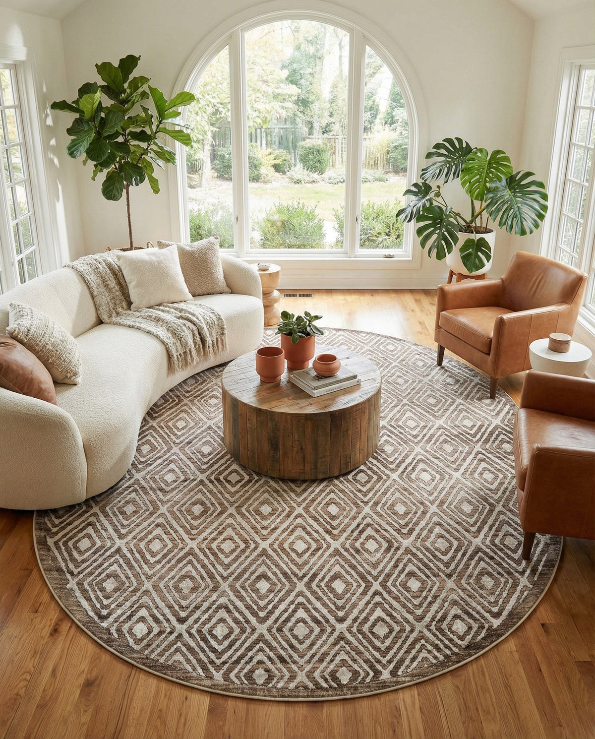 Sanctuary Retreat Collection Area Rug -  Oasis Round Chocolate Brown  lifestyle 173