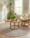 Savannah Series Collection Area Rug - Charleston (Powder Pink) Round Powder Pink  lifestyle 29