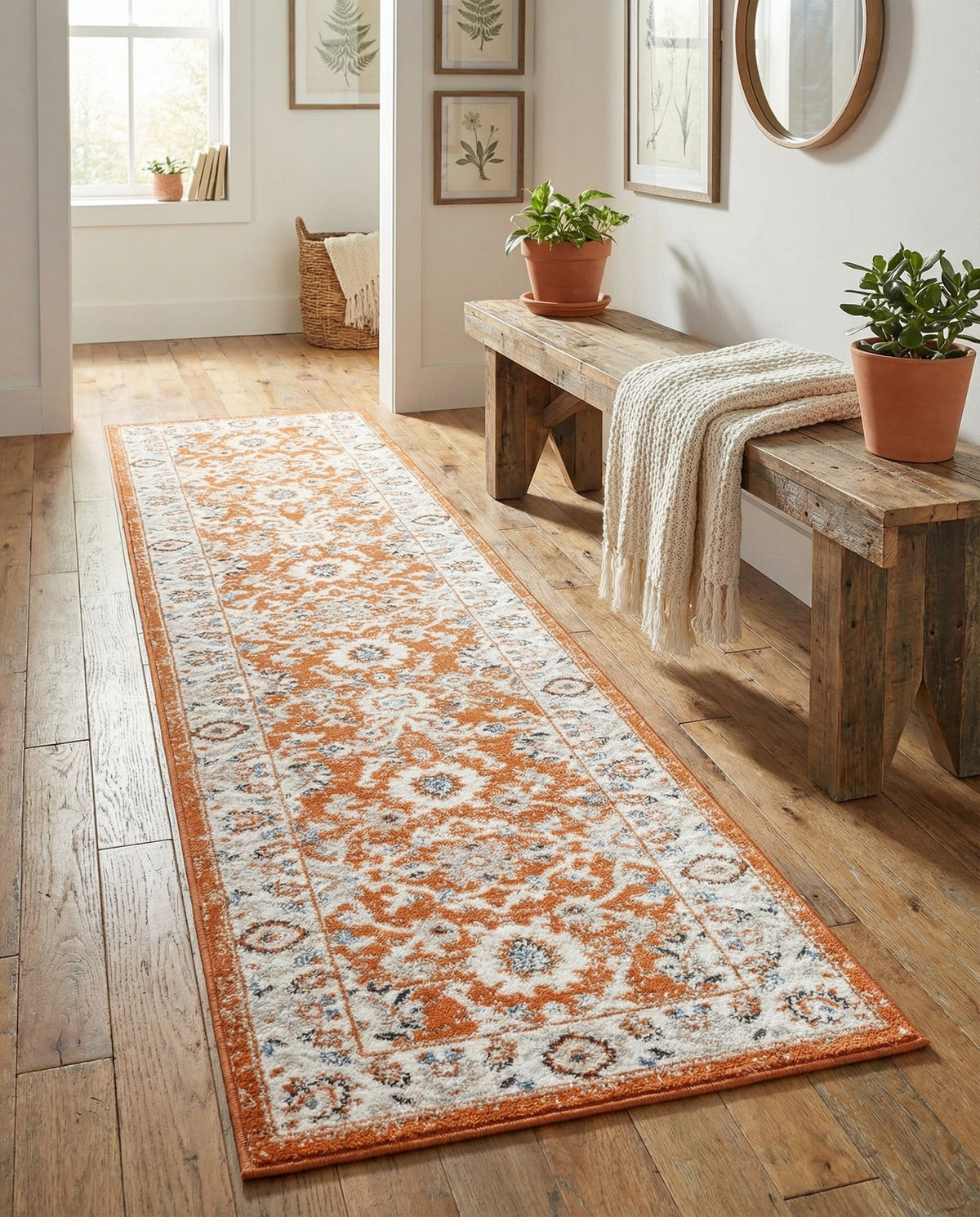 Savannah Elegance Collection Area Rug - Augusta (Rust Red) Runner Rust Red  lifestyle 90
