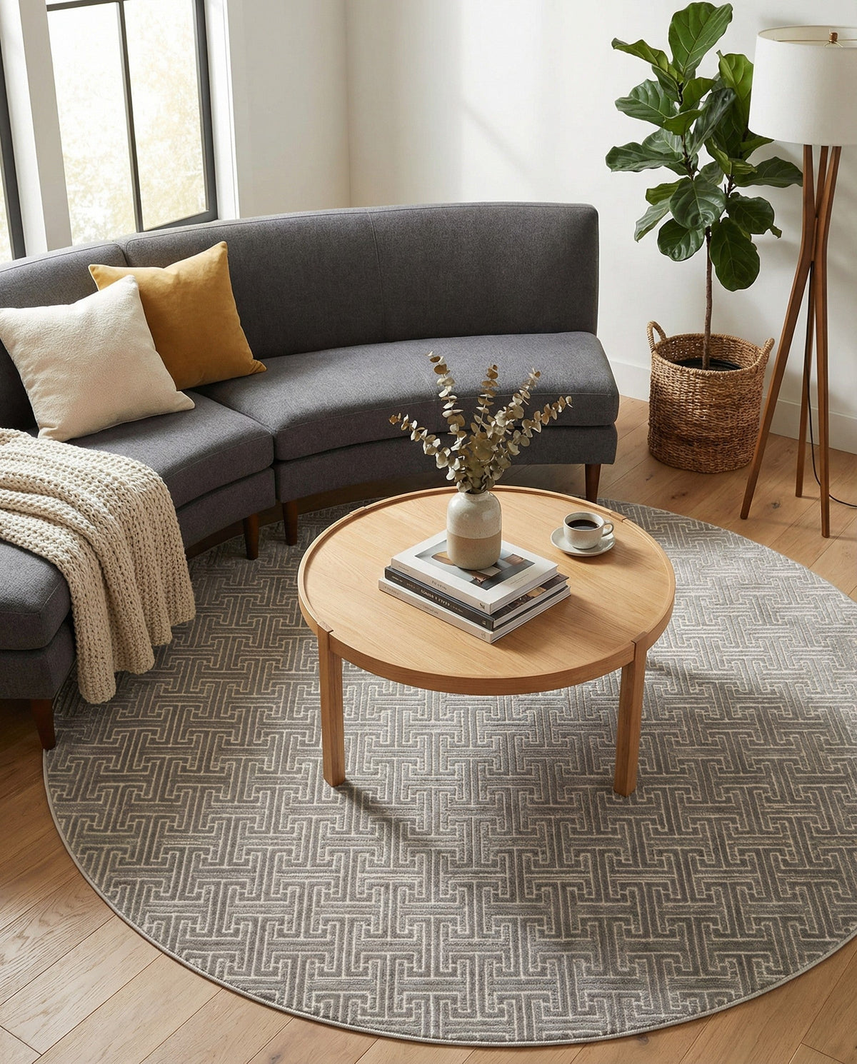 Metro Heights Collection Area Rug -  Hamilton Round Gray  lifestyle 96