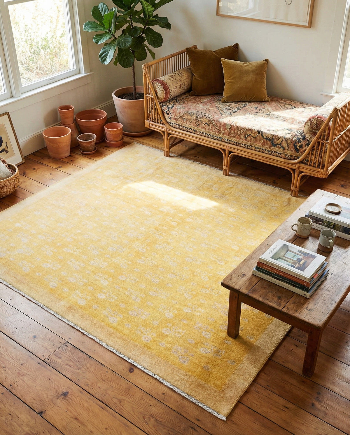 Bazaar Chic Collection Area Rug - Marrakech Square Yellow  lifestyle 52