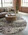 Santa Fe Trails Collection Area Rug -  Chaparral Round Gray  lifestyle 58