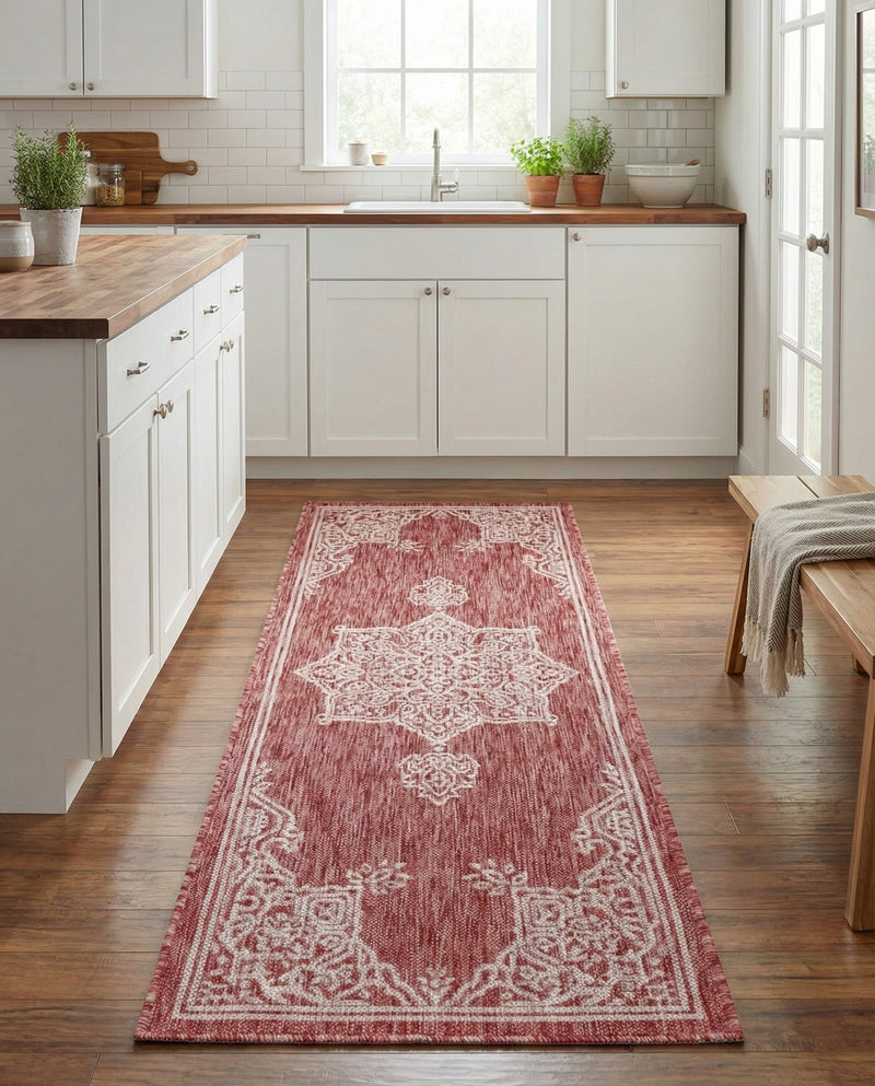 Patio Heritage Collection Area Rug -  Charleston (Rust Red) Runner Rust Red  lifestyle 49