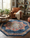 Eden Oasis Collection Area Rug -  Tranquility (Dark Blue) Octagon Dark Blue  lifestyle 53