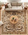 Tabriz Tapestry Collection Area Rug - Sahand (Ivory) Square Ivory  lifestyle 35