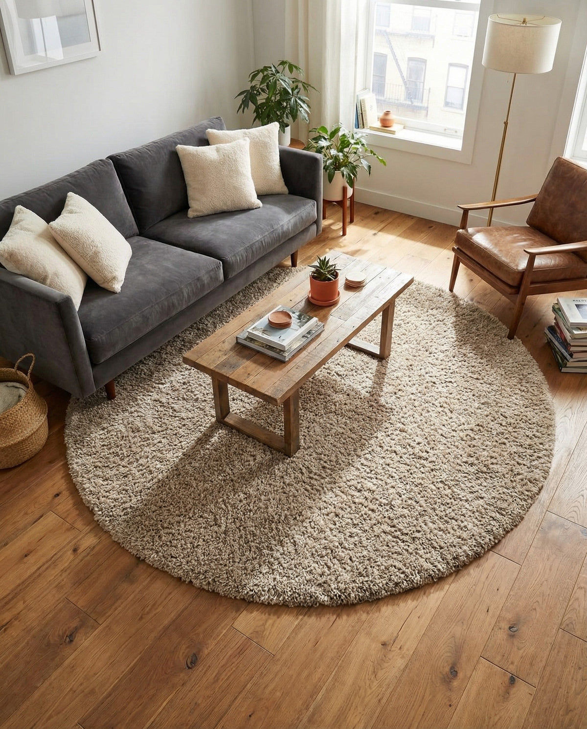 Alpine Plush Collection Area Rug -  Cortina (Linen) Round Linen  lifestyle 86
