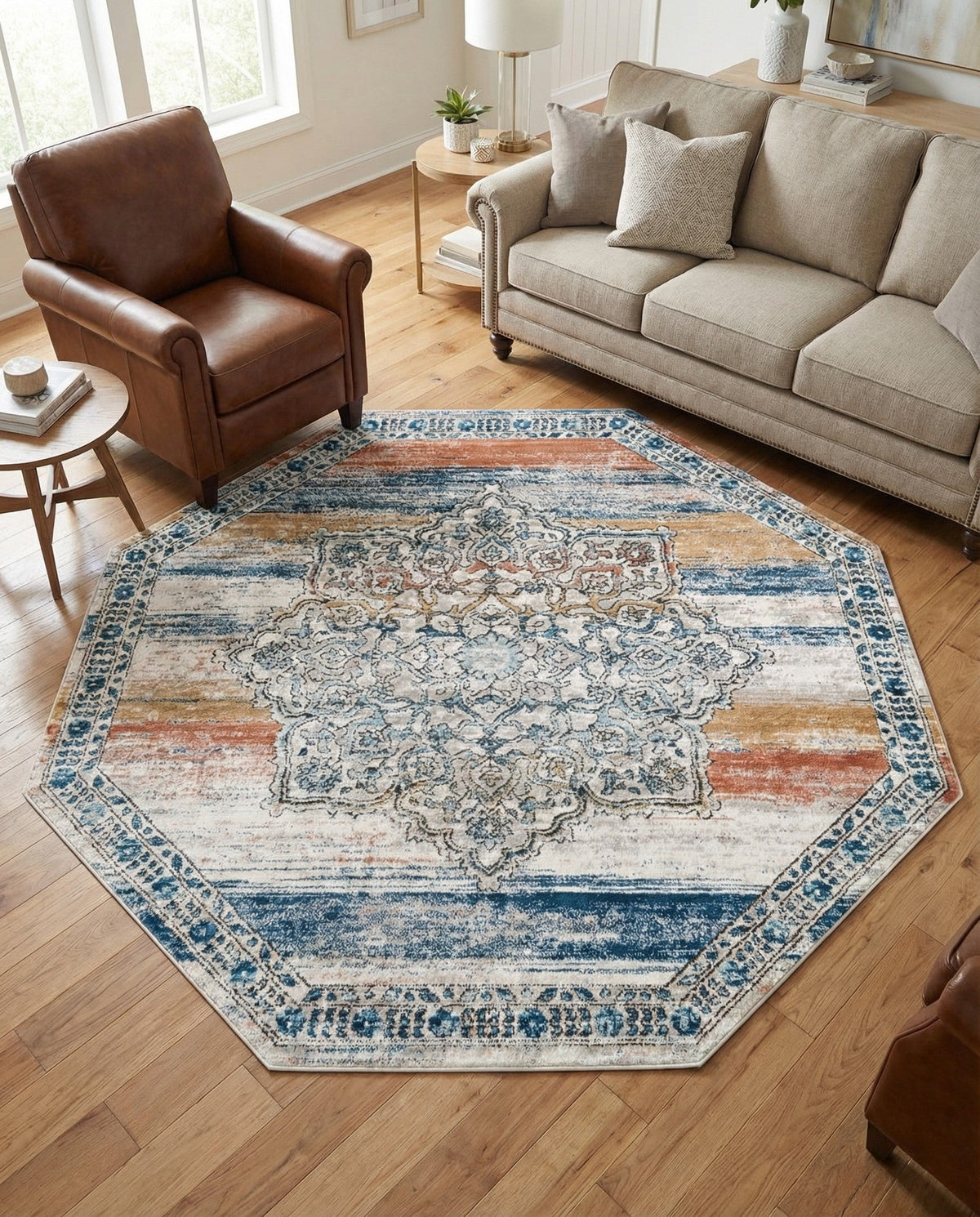 Mykonos Manor Collection Area Rug -  Tinos (Multi) Octagon Multi  lifestyle 94