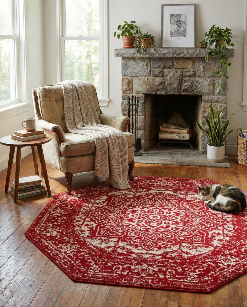 Georgetown Rugs Collection Area Rug - Dupont (Red) Octagon Red  lifestyle 57