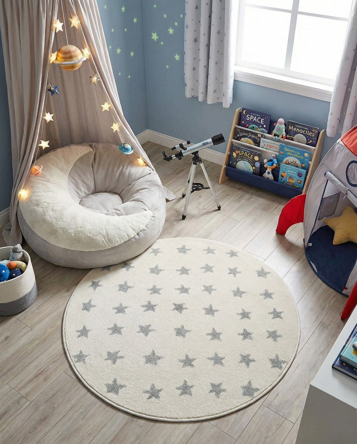 Wonder Tykes Collection Area Rug -  Mosaic Round Daisy White  lifestyle 178