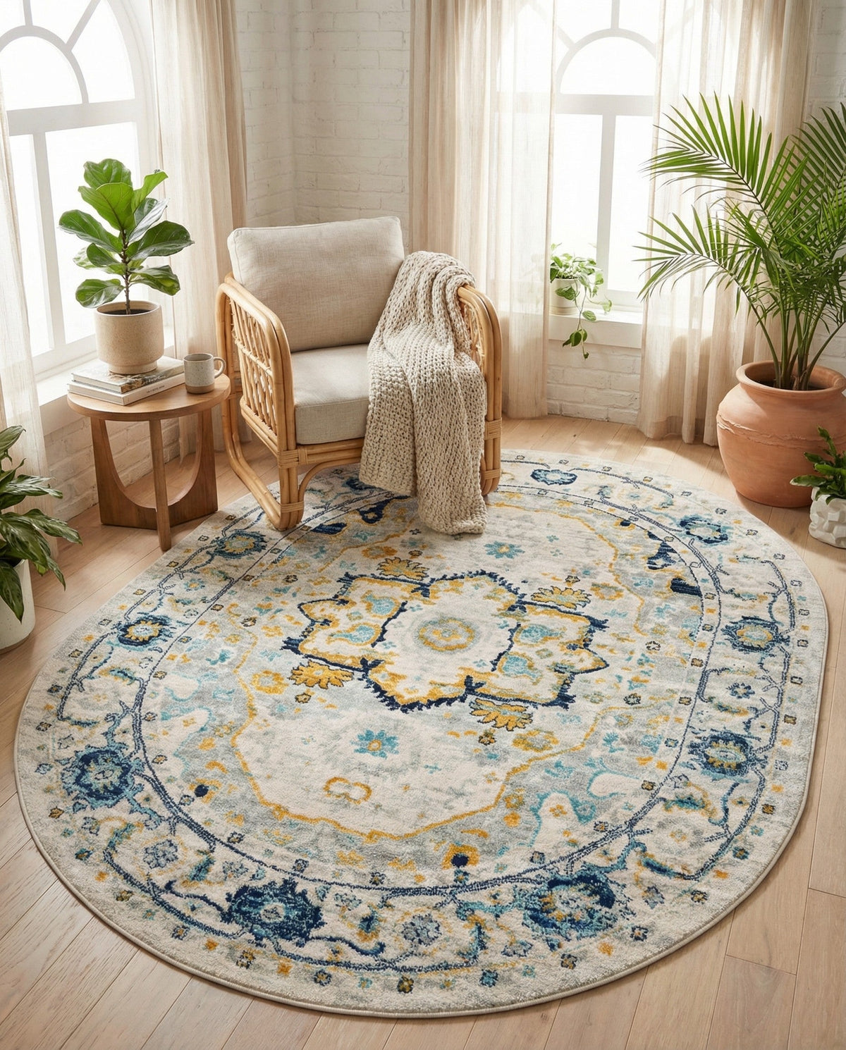 Parisian Elegance Collection Area Rug - Versailles (Gray) Oval Gray  lifestyle 95