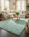 Eternal Plush Oasis Collection Area Rug -  Tranquility (Cyan) Rectangle Cyan  lifestyle 12