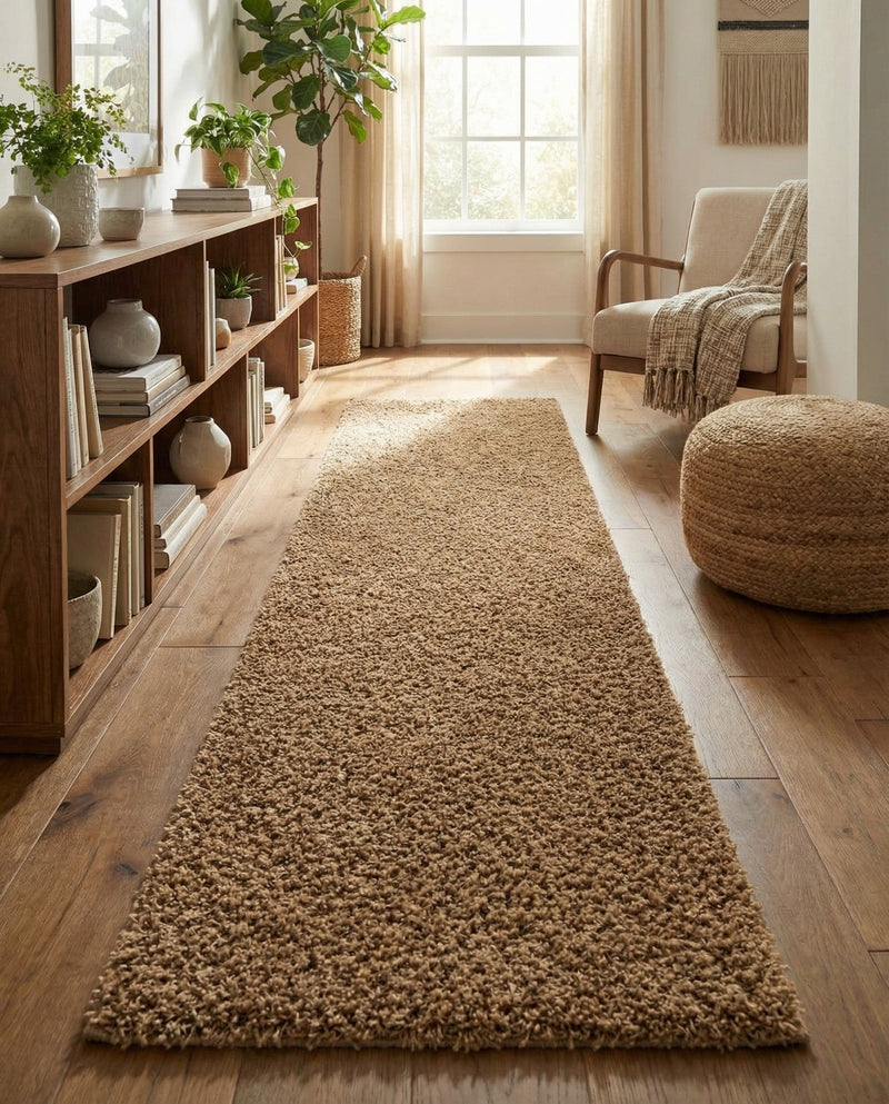 Plush Oasis Collection Area Rug - Serenity (Sandy Brown) Runner Sandy Brown  lifestyle 73