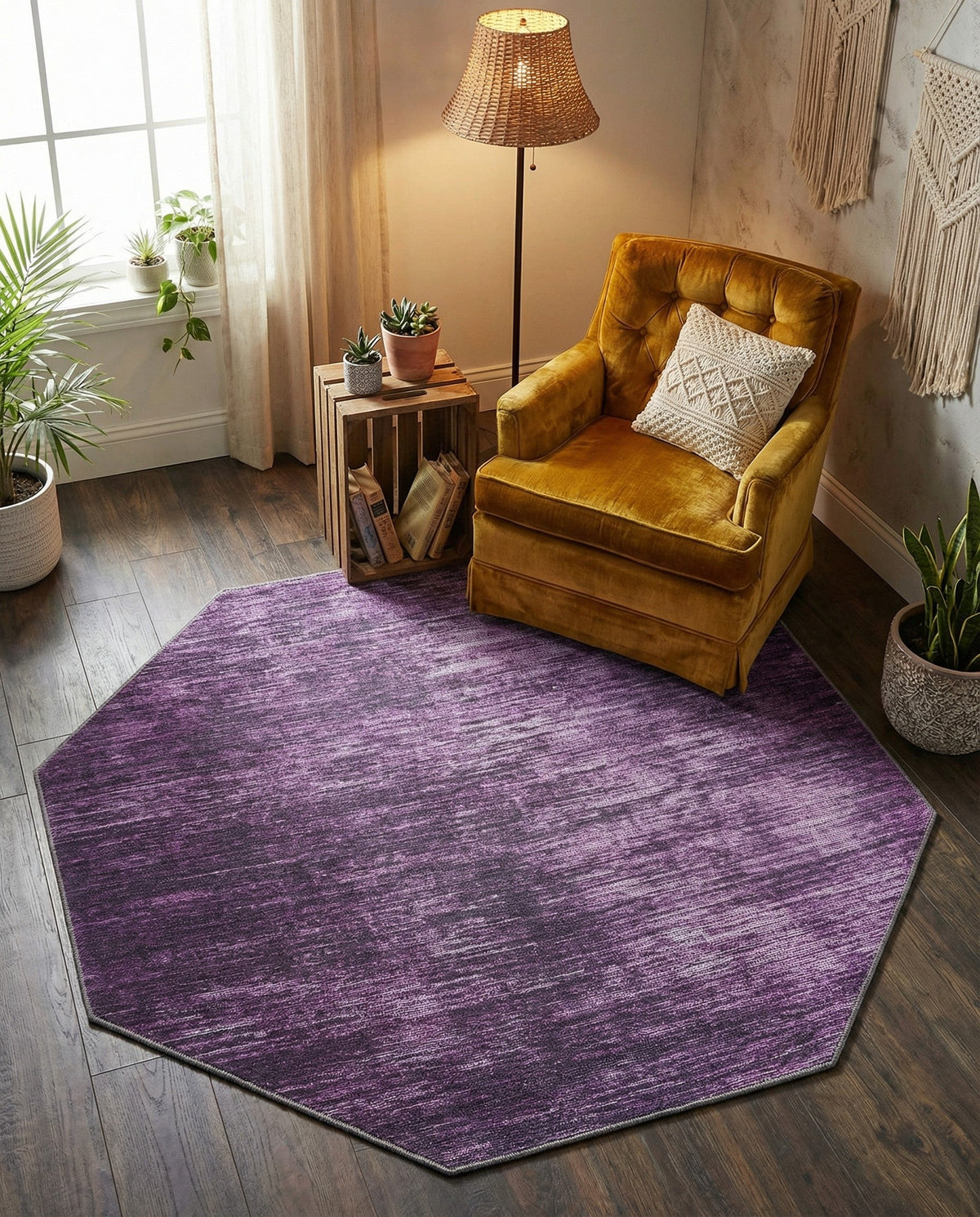 Sahara Essence Collection Area Rug - Oasis (Purple) Octagon Purple  lifestyle 91