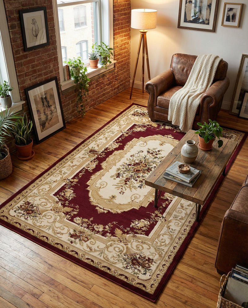 Versailles Elegance Collection Area Rug -  Louveciennes (Red) Rectangle Red  lifestyle 29
