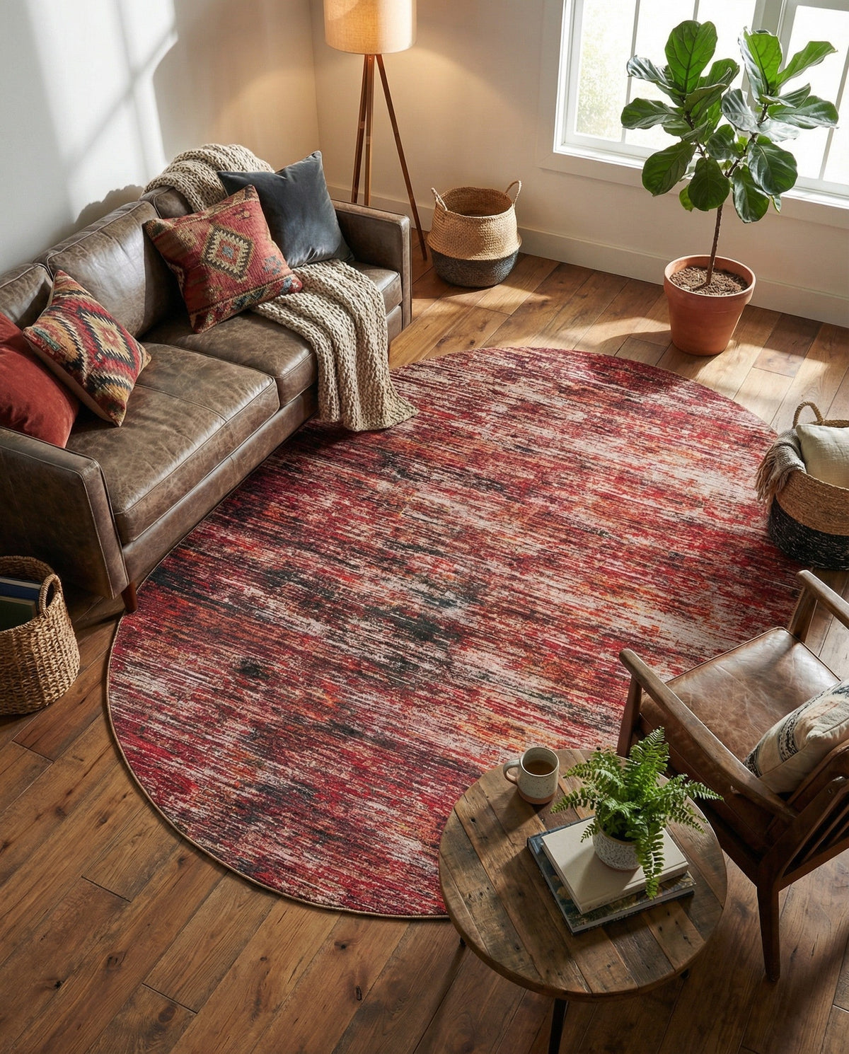 Sahara Essence Collection Area Rug - Oasis (Rust Red) Oval Rust Red  lifestyle 86