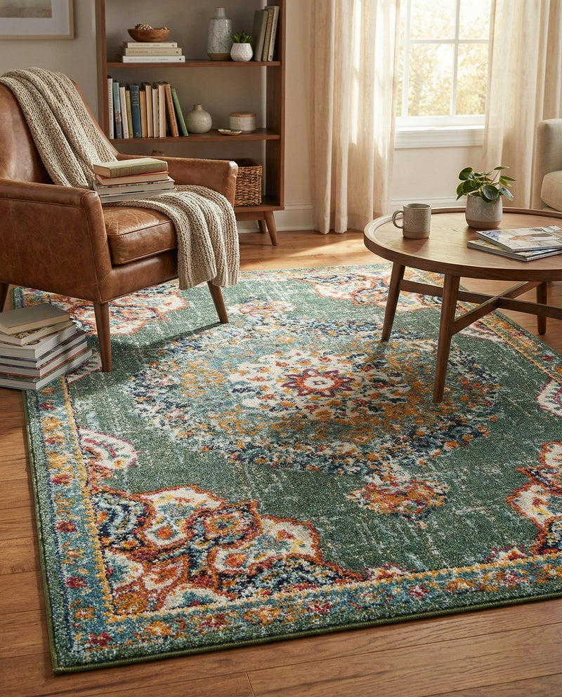 Brighton Terrace Collection Area Rug - Hove (Green) Rectangle Green  lifestyle 34