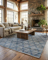 Thar Cotton Collection Area Rug - Pune Rectangle Denim blue  lifestyle 5