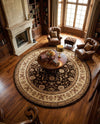 Jaipur Elegance Collection Area Rug -  Nahargarh (Brown) Round Brown  lifestyle 93