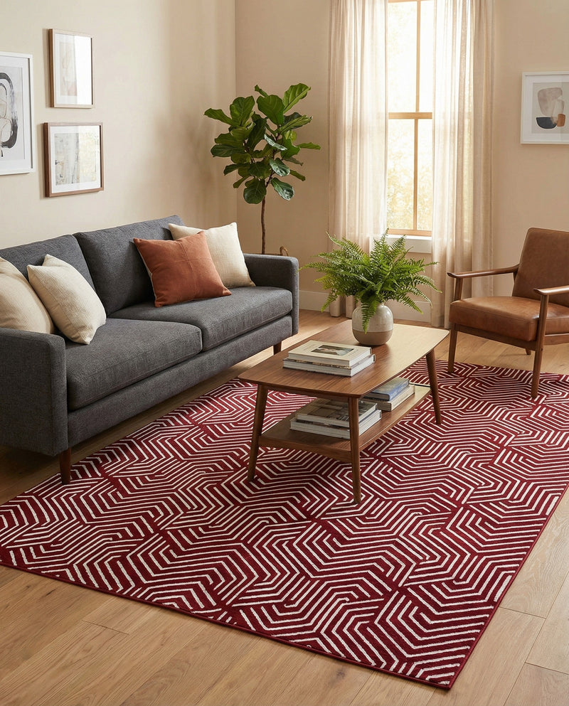 Aravalli Collection Area Rug - Udaipur Rectangle Burgundy Red  lifestyle 40