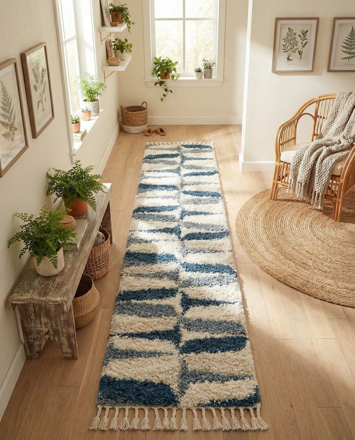 Cozy Cove Shag Collection Area Rug -  Tidewater Runner Blue  lifestyle 104