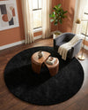 Plush Oasis Collection Area Rug - Serenity (Jet Black) Round Jet Black  lifestyle 78
