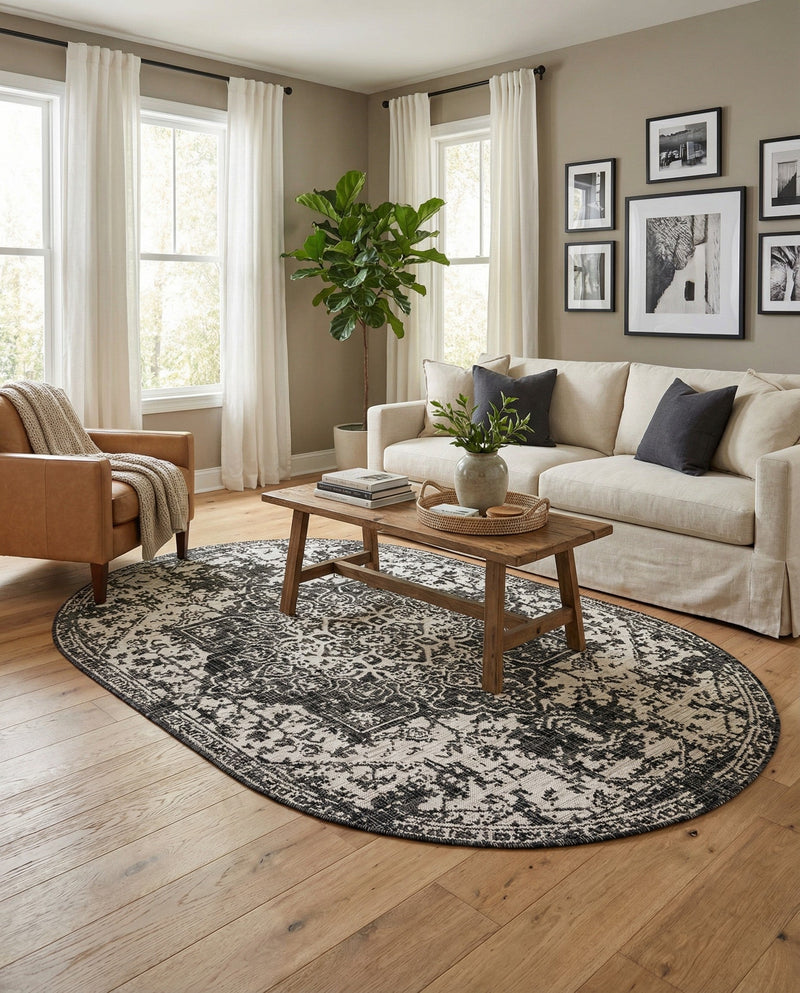 Urban Oasis Rugs Collection Area Rug -  Penthouse (Charcoal Gray) Oval Charcoal Gray  lifestyle 66