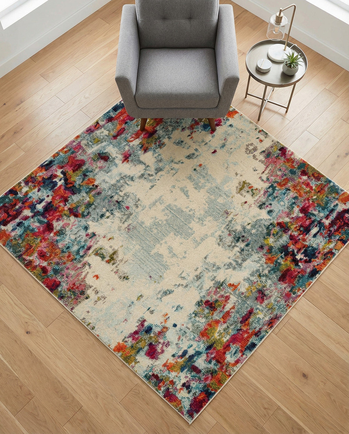 Chromatic Oasis Collection Area Rug -  Blush Square Multi  lifestyle 115
