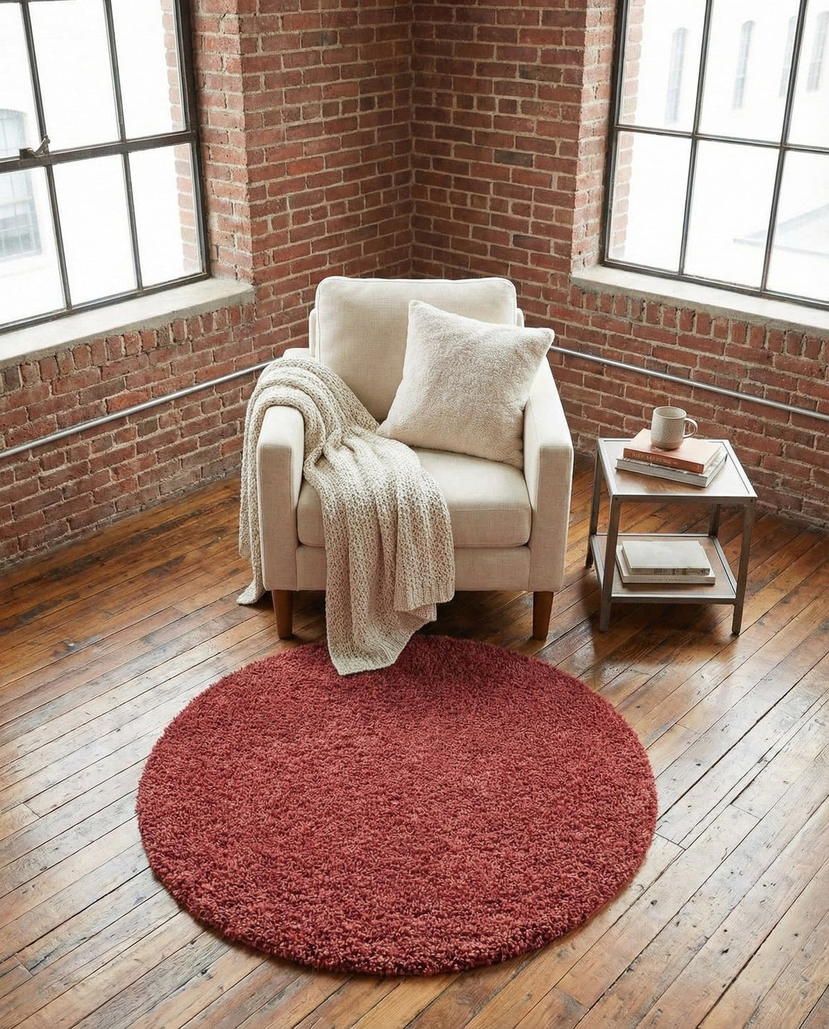 Alpine Plush Collection Area Rug -  Cortina (Poppy) Round Poppy  lifestyle 54