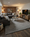 Solid Shag Seaside Collection Area Rug - Azure Cove (Gray) Rectangle Gray  lifestyle 28